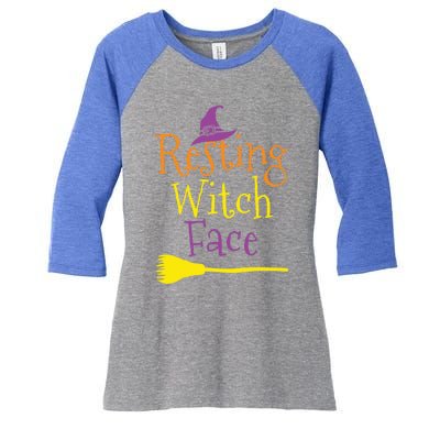 Halloween Funny Colorful Resting Witch Face Gift Women's Tri-Blend 3/4-Sleeve Raglan Shirt