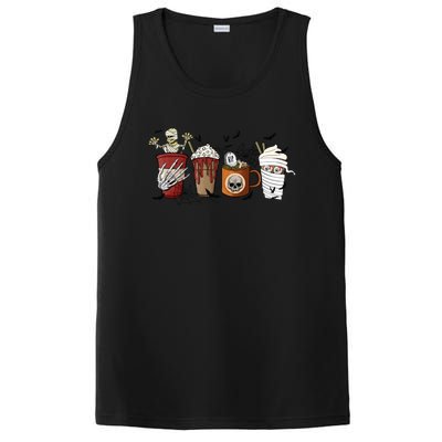 Horror Fall Coffee Latte Pumpkin Spice Iced Halloween Outfit Funny Gift PosiCharge Competitor Tank