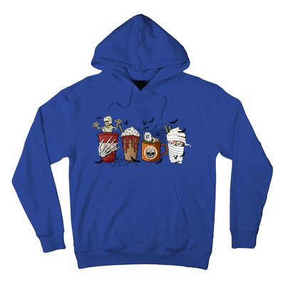 Horror Fall Coffee Latte Pumpkin Spice Iced Halloween Outfit Funny Gift Hoodie