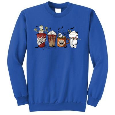 Horror Fall Coffee Latte Pumpkin Spice Iced Halloween Outfit Funny Gift Sweatshirt