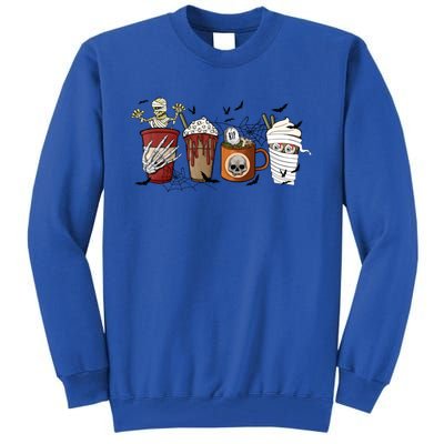 Horror Fall Coffee Latte Pumpkin Spice Iced Halloween Outfit Funny Gift Tall Sweatshirt