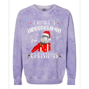 Hippopotamus For Christmas Matching Xmas Hippo Pajama Gift Colorblast Crewneck Sweatshirt