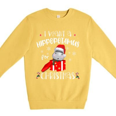 Hippopotamus For Christmas Matching Xmas Hippo Pajama Gift Premium Crewneck Sweatshirt