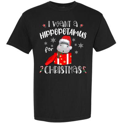 Hippopotamus For Christmas Matching Xmas Hippo Pajama Gift Garment-Dyed Heavyweight T-Shirt