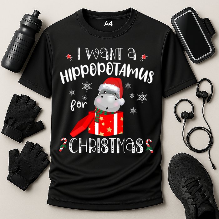 Hippopotamus For Christmas Matching Xmas Hippo Pajama Gift Cooling Performance Crew T-Shirt