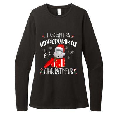 Hippopotamus For Christmas Matching Xmas Hippo Pajama Gift Womens CVC Long Sleeve Shirt