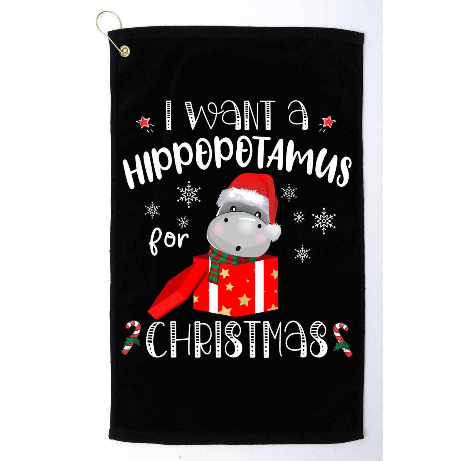 Hippopotamus For Christmas Matching Xmas Hippo Pajama Gift Golf Towel