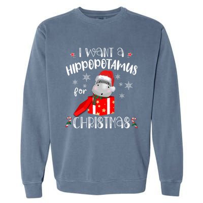 Hippopotamus For Christmas Matching Xmas Hippo Pajama Gift Garment-Dyed Sweatshirt