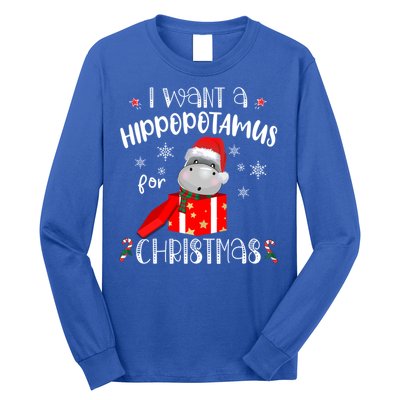 Hippopotamus For Christmas Matching Xmas Hippo Pajama Gift Long Sleeve Shirt