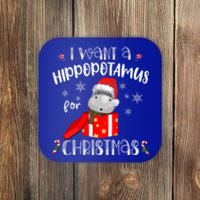 Hippopotamus For Christmas Matching Xmas Hippo Pajama Gift Coaster