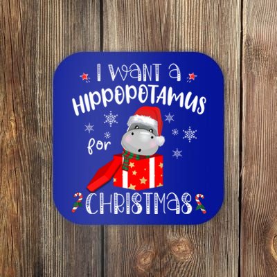 Hippopotamus For Christmas Matching Xmas Hippo Pajama Gift Coaster