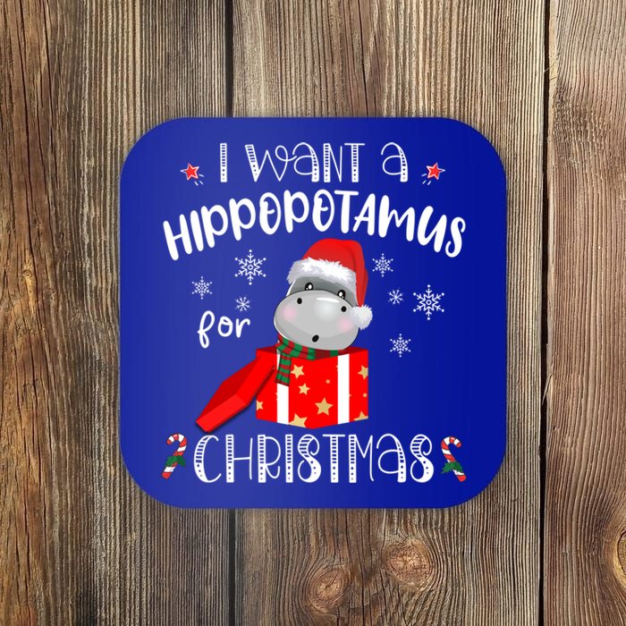 Hippopotamus For Christmas Matching Xmas Hippo Pajama Gift Coaster