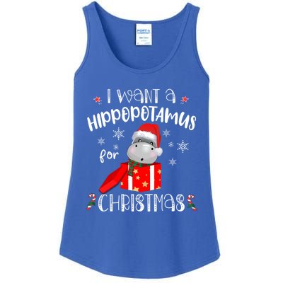 Hippopotamus For Christmas Matching Xmas Hippo Pajama Gift Ladies Essential Tank