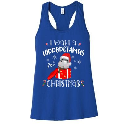 Hippopotamus For Christmas Matching Xmas Hippo Pajama Gift Women's Racerback Tank