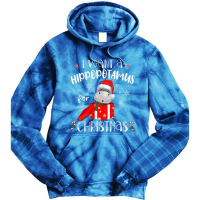 Hippopotamus For Christmas Matching Xmas Hippo Pajama Gift Tie Dye Hoodie