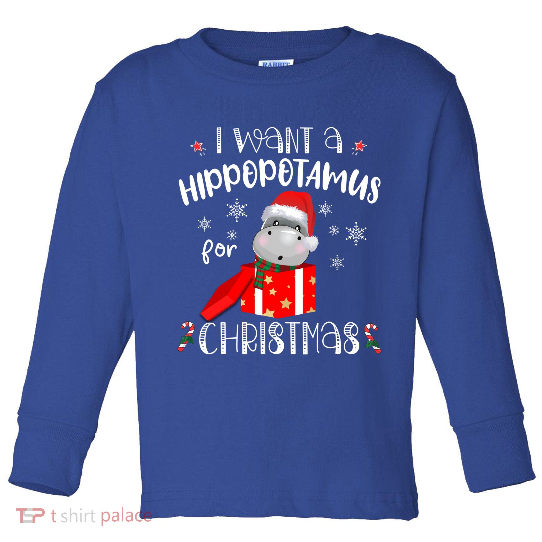 Hippopotamus For Christmas Matching Xmas Hippo Pajama Gift Toddler Long Sleeve Shirt