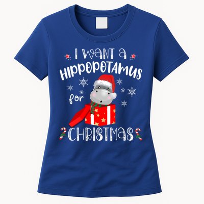 Hippopotamus For Christmas Matching Xmas Hippo Pajama Gift Womens T-Shirt