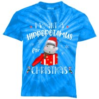 Hippopotamus For Christmas Matching Xmas Hippo Pajama Gift Kids Tie-Dye T-Shirt