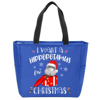 Hippopotamus For Christmas Matching Xmas Hippo Pajama Gift Zip Tote Bag