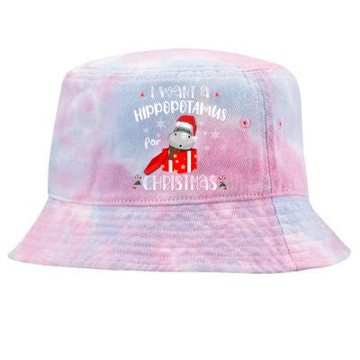 Hippopotamus For Christmas Matching Xmas Hippo Pajama Gift Tie-Dyed Bucket Hat