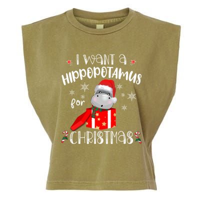 Hippopotamus For Christmas Matching Xmas Hippo Pajama Gift Garment-Dyed Women's Muscle Tee