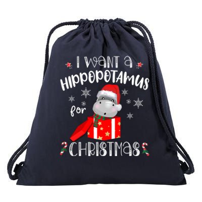 Hippopotamus For Christmas Matching Xmas Hippo Pajama Gift Drawstring Bag