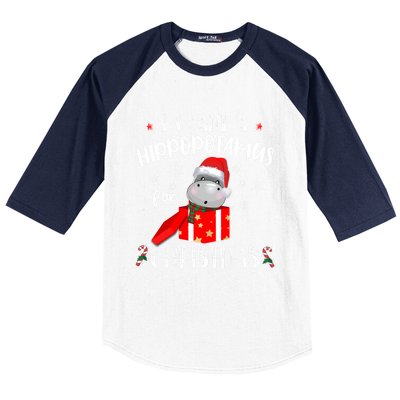 Hippopotamus For Christmas Matching Xmas Hippo Pajama Gift Baseball Sleeve Shirt