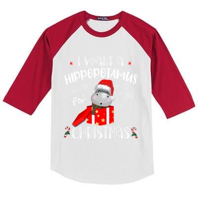 Hippopotamus For Christmas Matching Xmas Hippo Pajama Gift Kids Colorblock Raglan Jersey