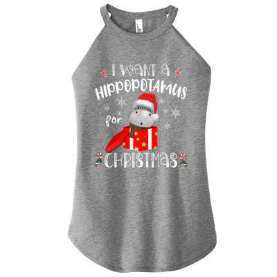 Hippopotamus For Christmas Matching Xmas Hippo Pajama Gift Women's Perfect Tri Rocker Tank