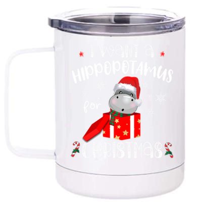 Hippopotamus For Christmas Matching Xmas Hippo Pajama Gift 12 oz Stainless Steel Tumbler Cup