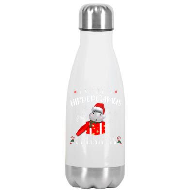 Hippopotamus For Christmas Matching Xmas Hippo Pajama Gift Stainless Steel Insulated Water Bottle