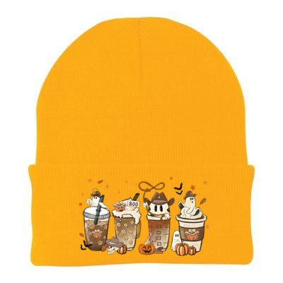 Horror Fall Coffee Latte Pumpkin Spice Iced Halloween Outfit Gift Knit Cap Winter Beanie