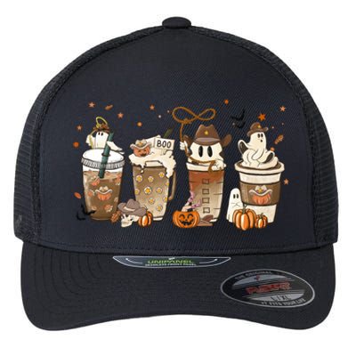 Horror Fall Coffee Latte Pumpkin Spice Iced Halloween Outfit Gift Flexfit Unipanel Trucker Cap