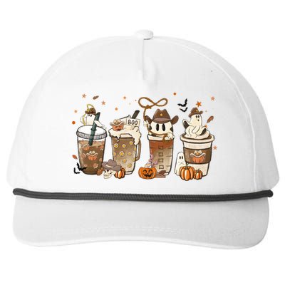 Horror Fall Coffee Latte Pumpkin Spice Iced Halloween Outfit Gift Snapback Five-Panel Rope Hat