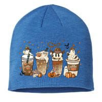 Horror Fall Coffee Latte Pumpkin Spice Iced Halloween Outfit Gift Sustainable Beanie