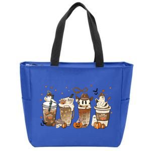 Horror Fall Coffee Latte Pumpkin Spice Iced Halloween Outfit Gift Zip Tote Bag