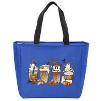 Horror Fall Coffee Latte Pumpkin Spice Iced Halloween Outfit Gift Zip Tote Bag