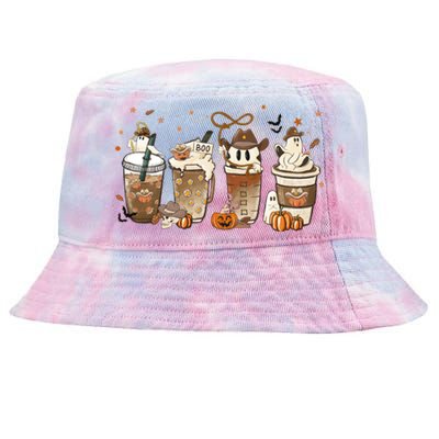 Horror Fall Coffee Latte Pumpkin Spice Iced Halloween Outfit Gift Tie-Dyed Bucket Hat