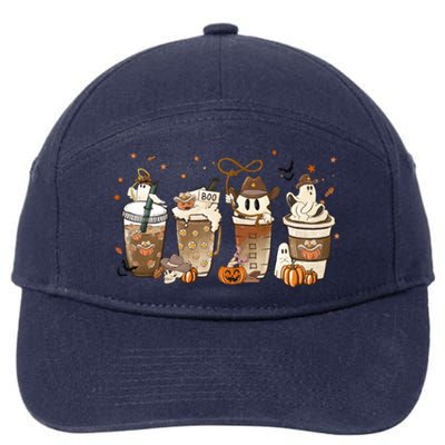 Horror Fall Coffee Latte Pumpkin Spice Iced Halloween Outfit Gift 7-Panel Snapback Hat