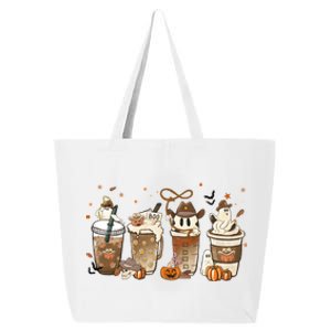 Horror Fall Coffee Latte Pumpkin Spice Iced Halloween Outfit Gift 25L Jumbo Tote