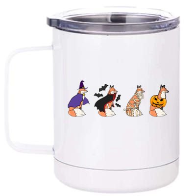 Halloween Fox Costume Witch Vampire Mummy Pumpkin Jack Funny Gift 12 oz Stainless Steel Tumbler Cup