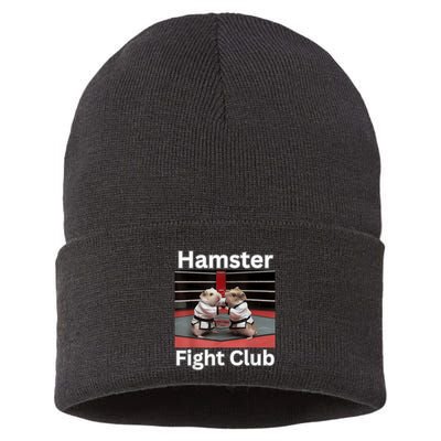 Hamster Fight Club Funny Government Waste Sustainable Knit Beanie