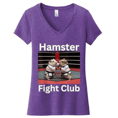 Hamster Fight Club Funny Government Waste Women's V-Neck T-Shirt