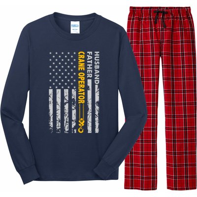 Husband Father Crane Operator Usa Flag Fathers Day Gift Long Sleeve Pajama Set