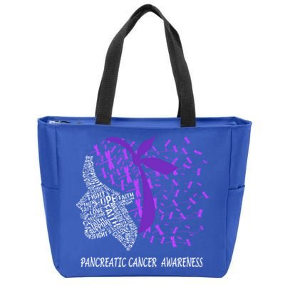 Hope Fight Cure Pancreatic Cancer Dragonfly Face Gift Zip Tote Bag