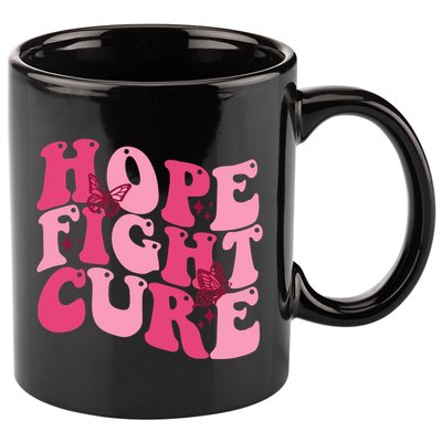 Hope Fight Cure Breast Cancer Butterfly Awareness 11oz C Handle Ceramic Mug