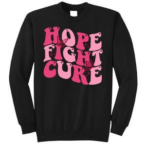 Hope Fight Cure Breast Cancer Butterfly Awareness Tall Sweatshirt