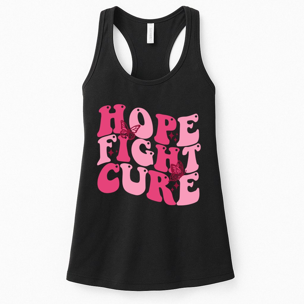 Hope Fight Cure Breast Cancer Butterfly Awareness Womens Tank Top