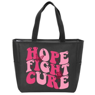 Hope Fight Cure Breast Cancer Butterfly Awareness Zip Tote Bag