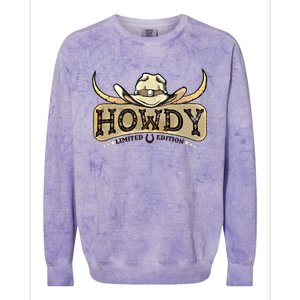 Howdy Funny Cow Western Rodeo Horse Lover Cool Gift Colorblast Crewneck Sweatshirt